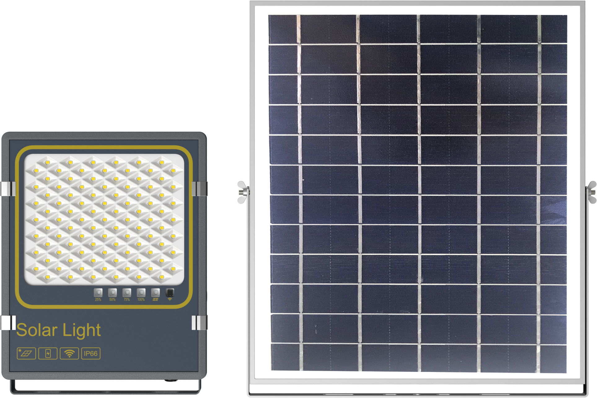 Luz LED solar, Farola solar, Luz de inundación solar, Indicador de capacidad de la batería, 50W, 100W, 200W, 300W, Luz exterior